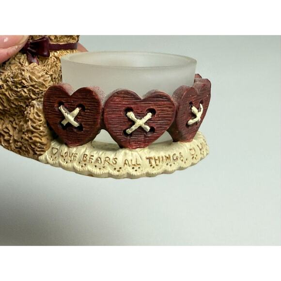 Vintage 2000 Zondervan‎ Votive Holder Bear "Love Bears All Things" - Picture 2 of 4